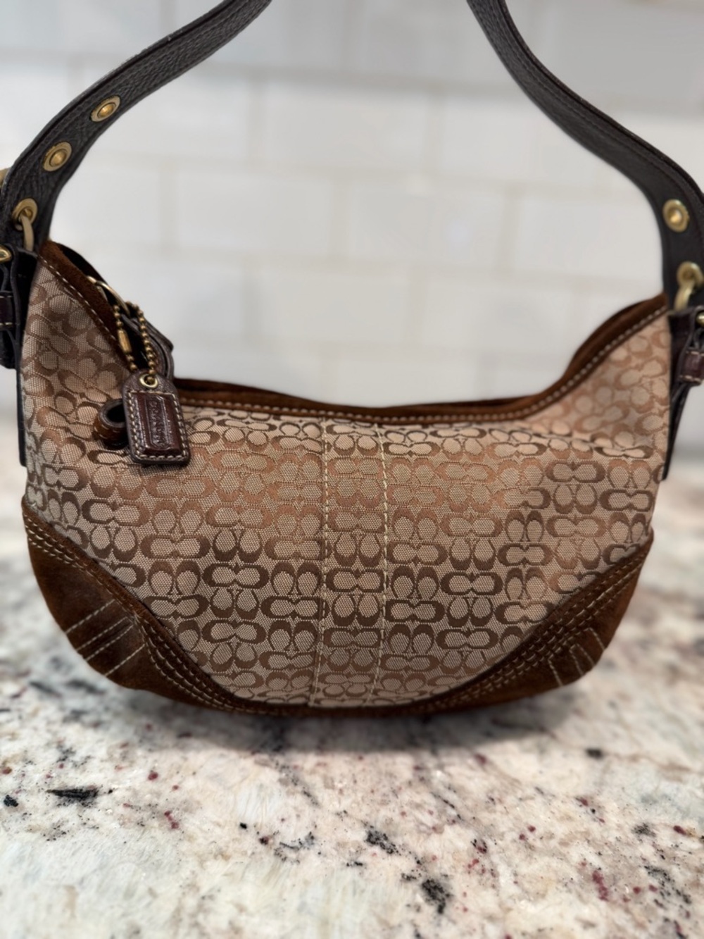 Coach Brown/Tan Signature Jacquard soho Shoulder Bag - Picture 10 of 16